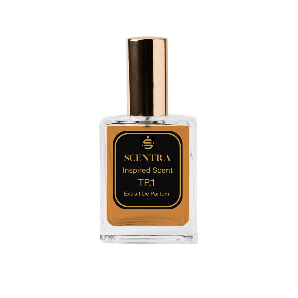 Scentra Top Secret 1 Extrait de Parfum bottle, an original mango oud amber fragrance