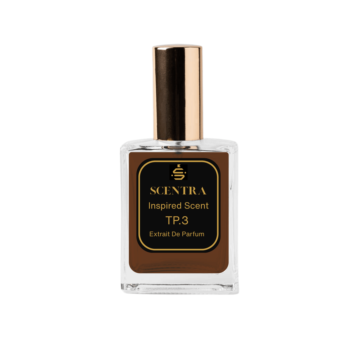 Scentra Top Secret 3 Extrait de Parfum bottle, an original saffron oud leather fragrance